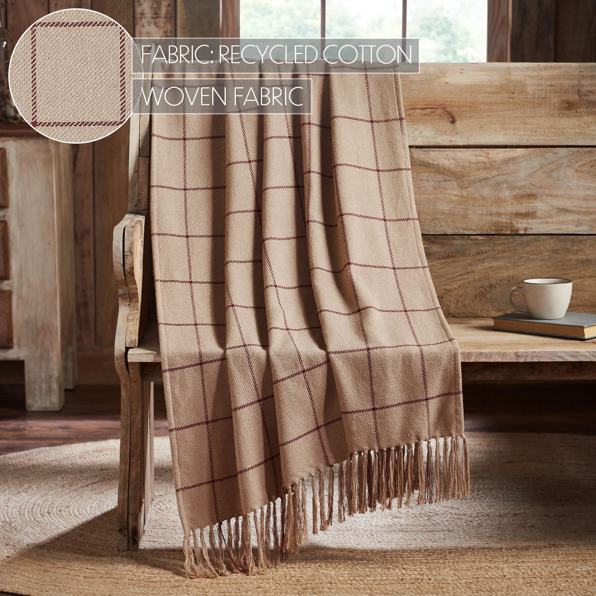 Connell Burgundy Windowpane Woven Throw 50x60
