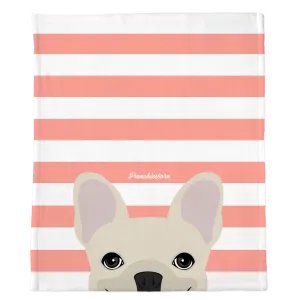 Cream French Bulldog on Peach Stripes | Frenchie Blanket