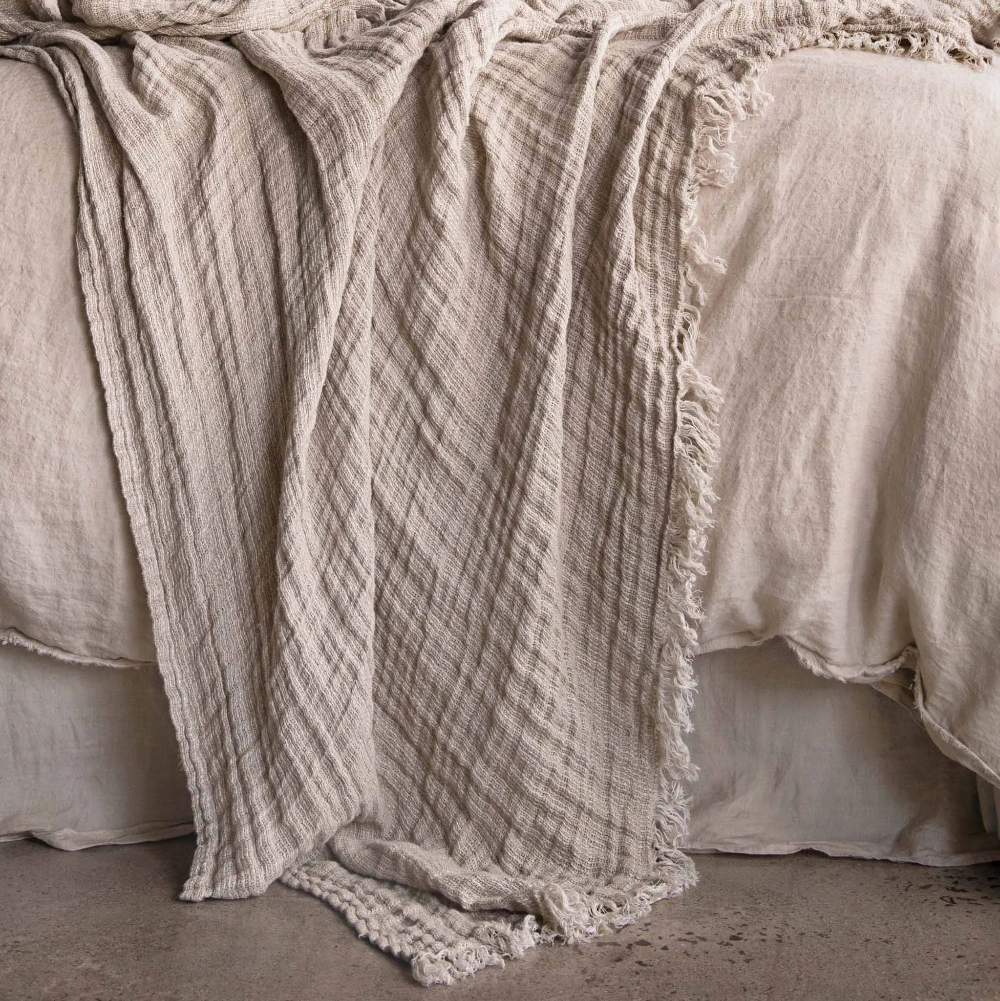 Crush Linen Throw Blanket - Fysk Melange