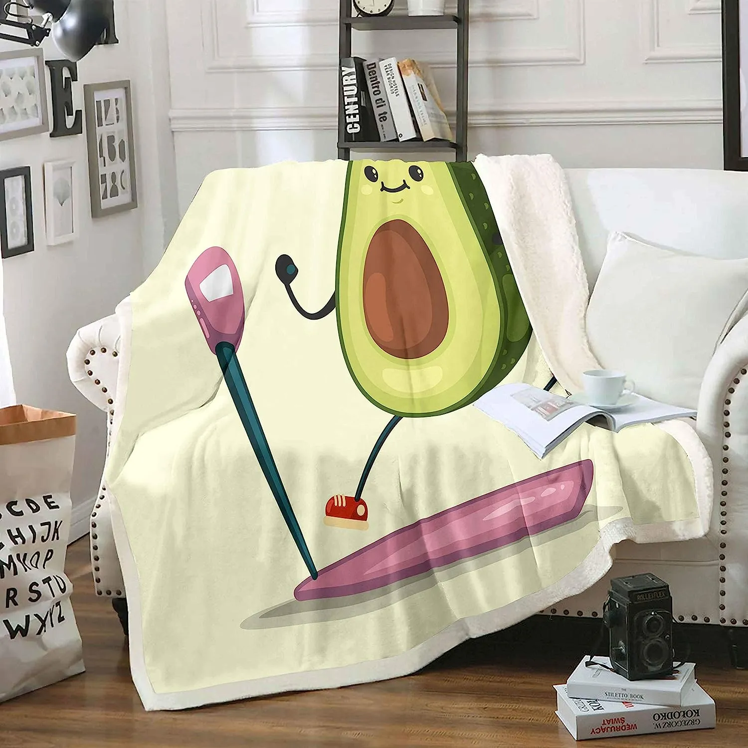 Cute Avocado Sherpa Blanket for Kids