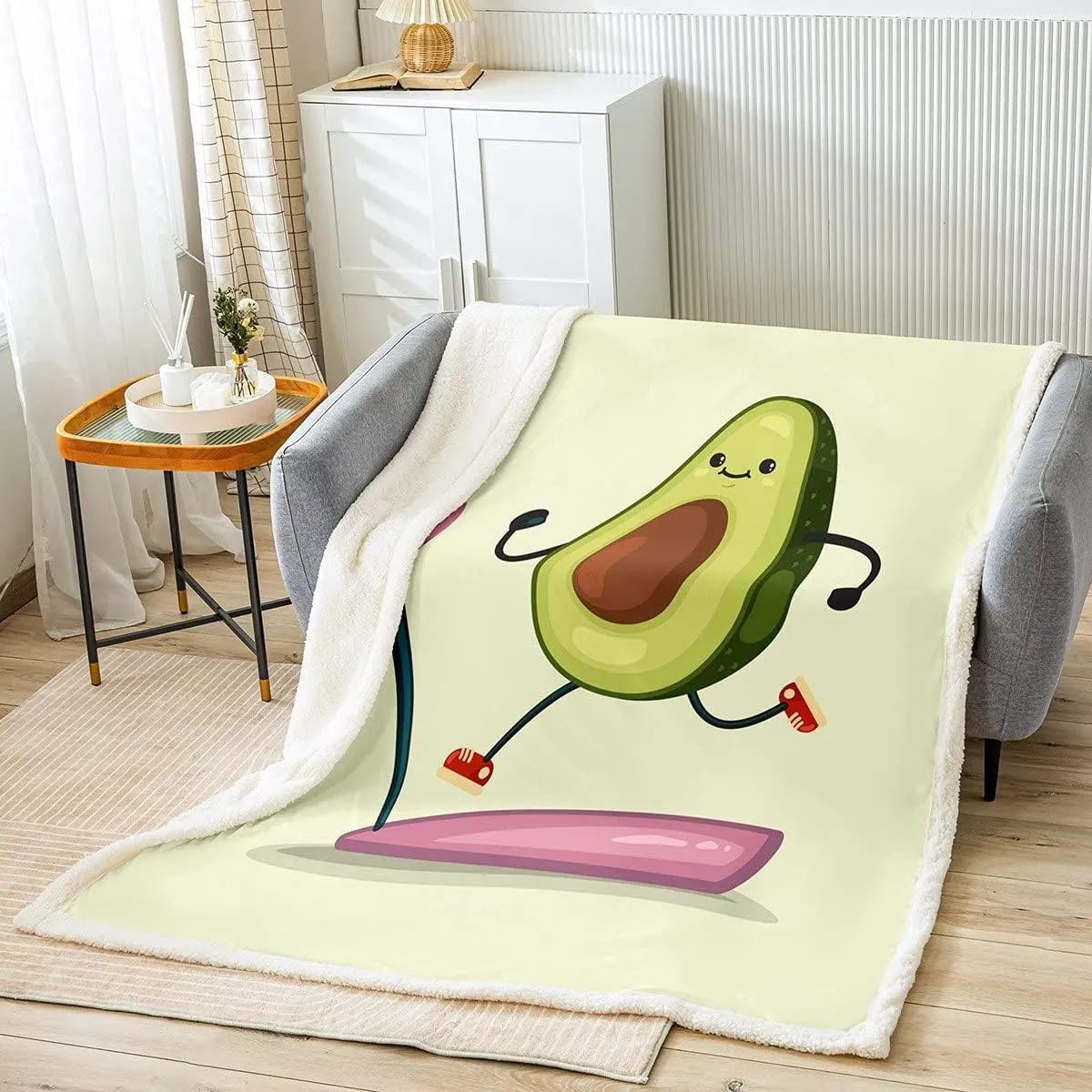 Cute Avocado Sherpa Blanket for Kids