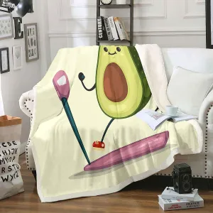 Cute Avocado Sherpa Blanket for Kids