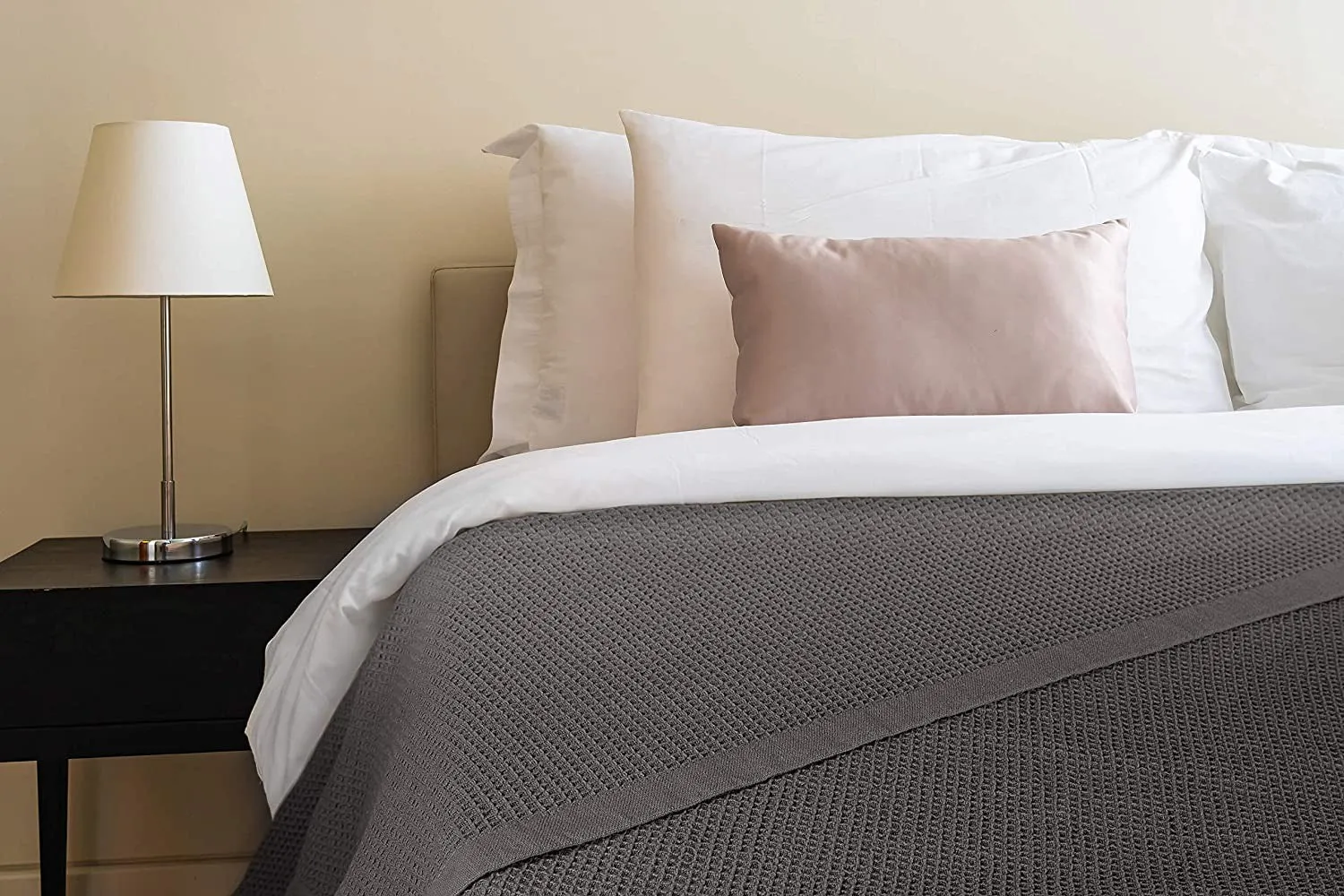 Dark Grey Cotton Thermal Waffle Blanket King Size