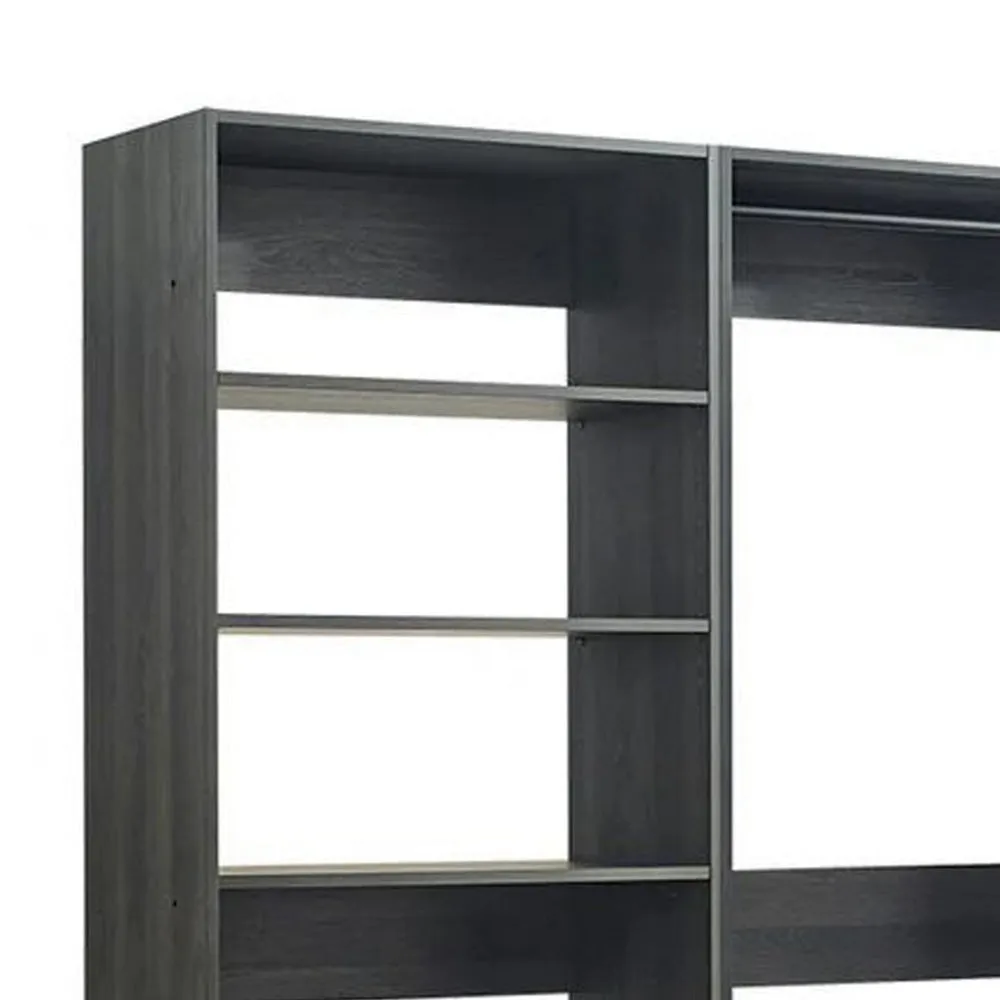 Dee Modular Closet System, 2 Clothing Racks, 6 Shelves, Dark Gray Wood By Casagear Home