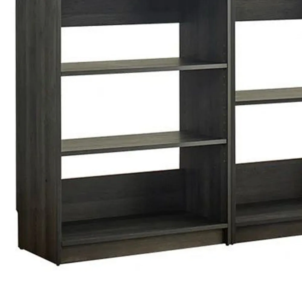 Dee Modular Closet System, 3 Hanging Rods and 6 Shelves, Dark Gray Wood By Casagear Home