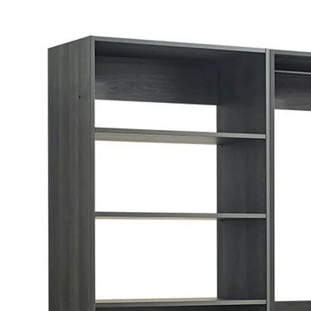 Dee Modular Closet System, 3 Hanging Rods and 6 Shelves, Dark Gray Wood By Casagear Home