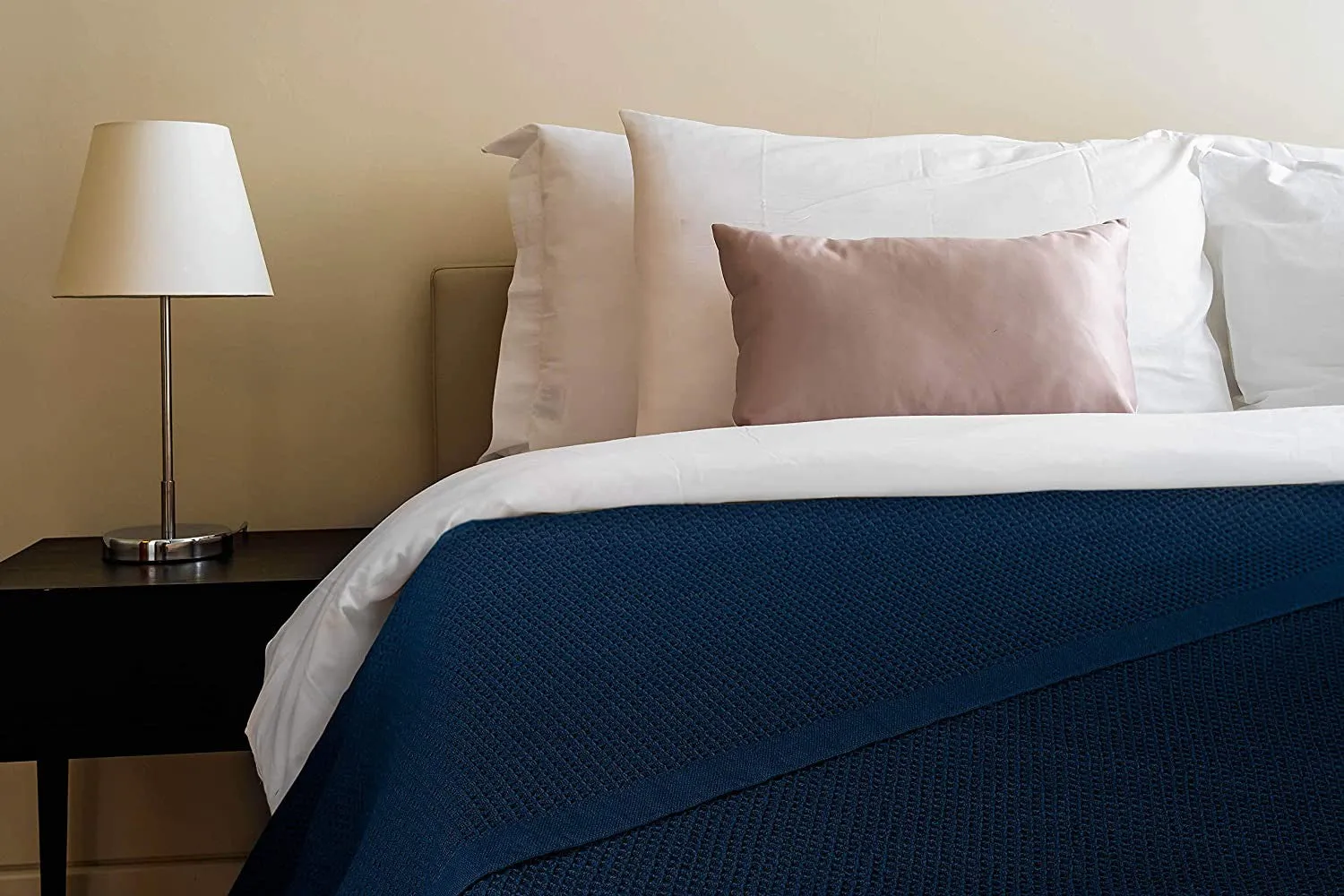 Deep Blue Cotton Thermal Waffle Blanket King Size