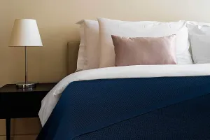 Deep Blue Cotton Thermal Waffle Blanket King Size