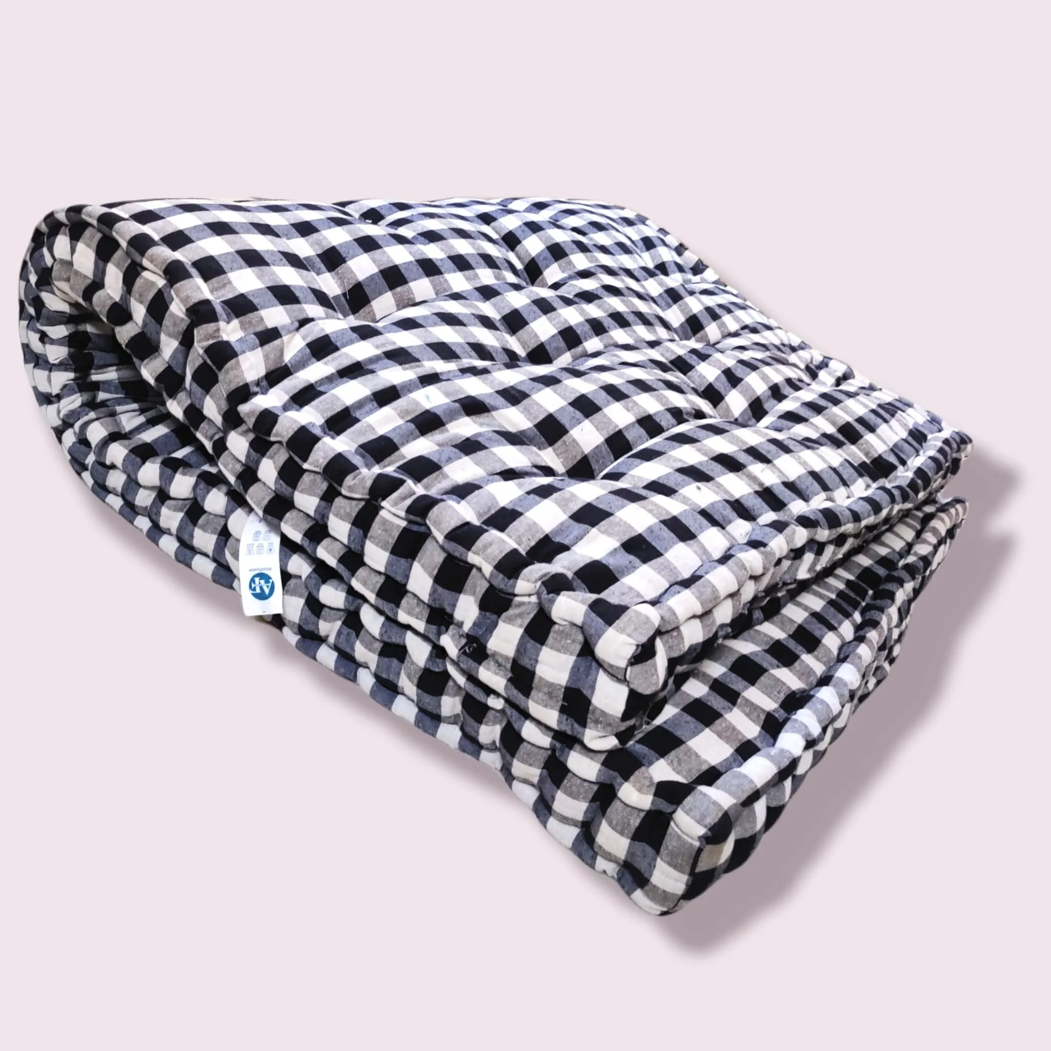 Deevine Craft Soft 5-Inch Thick Cotton Quilt Box Mattress and Pillow | Medium Firm, Box Rectangle Type Single Bed Mattress (4X6 ft or 72X48X5 Inches) - Black and White Mattress with Pillow