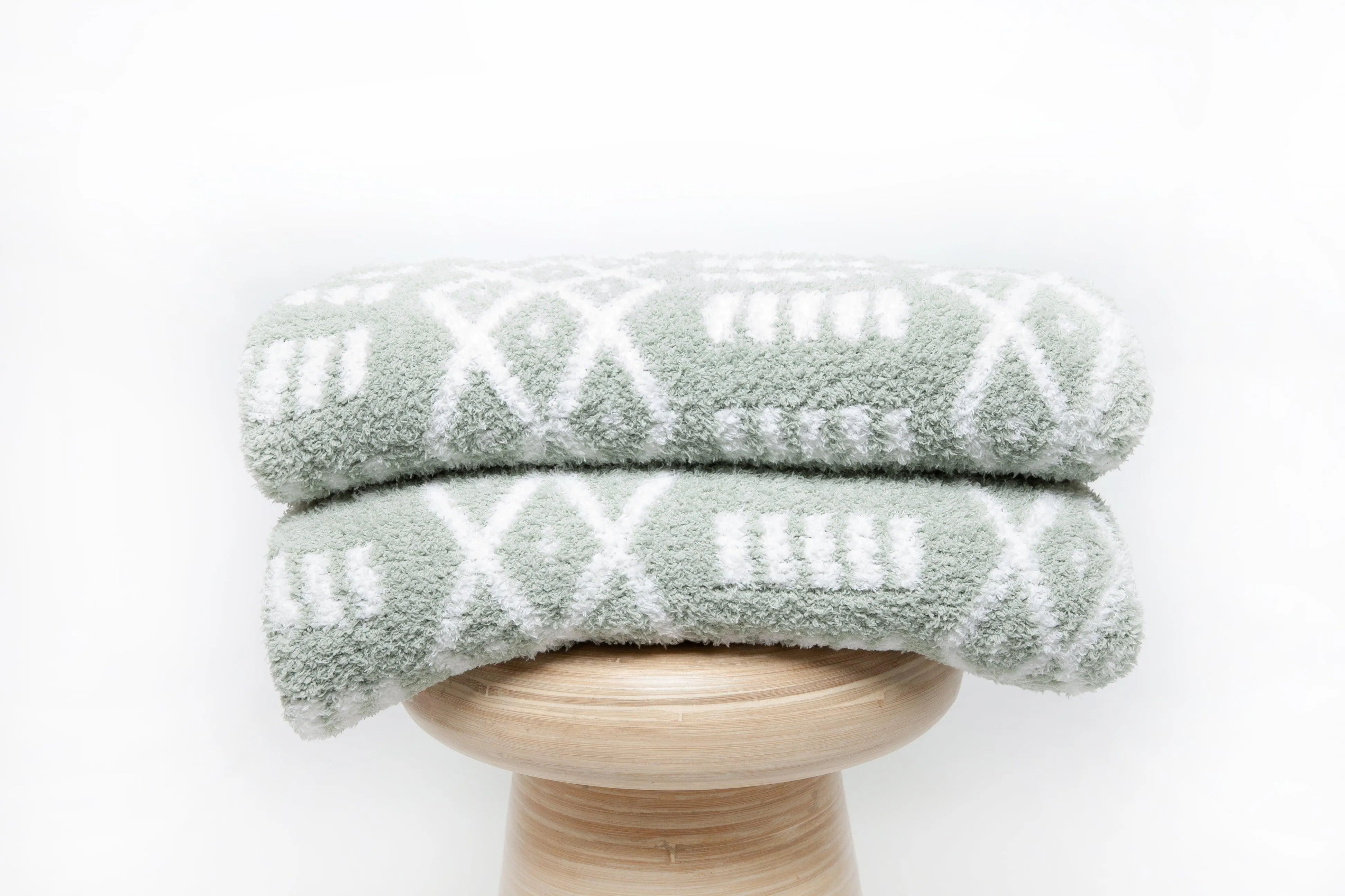 Desert Sage & White Diamond Point Print Throw