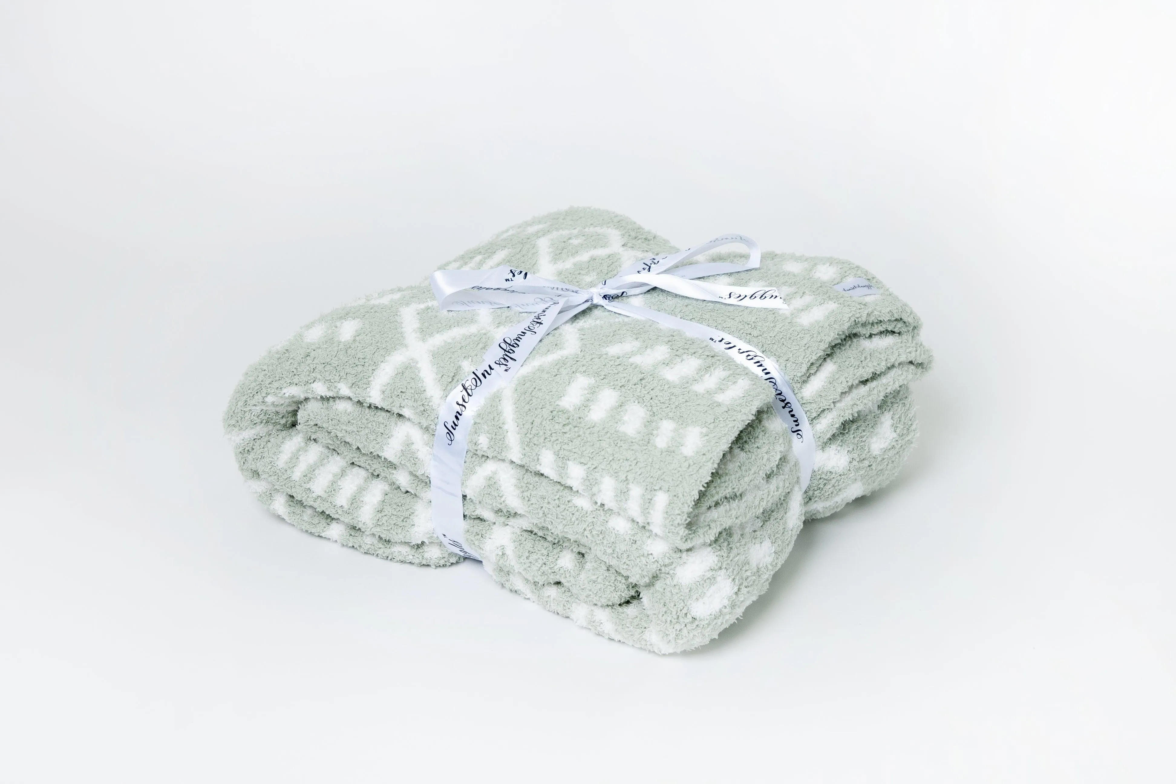 Desert Sage & White Diamond Point Print Throw