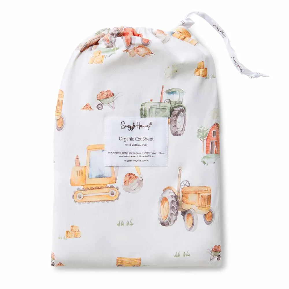 Diggers Organic Fitted Cot Sheet