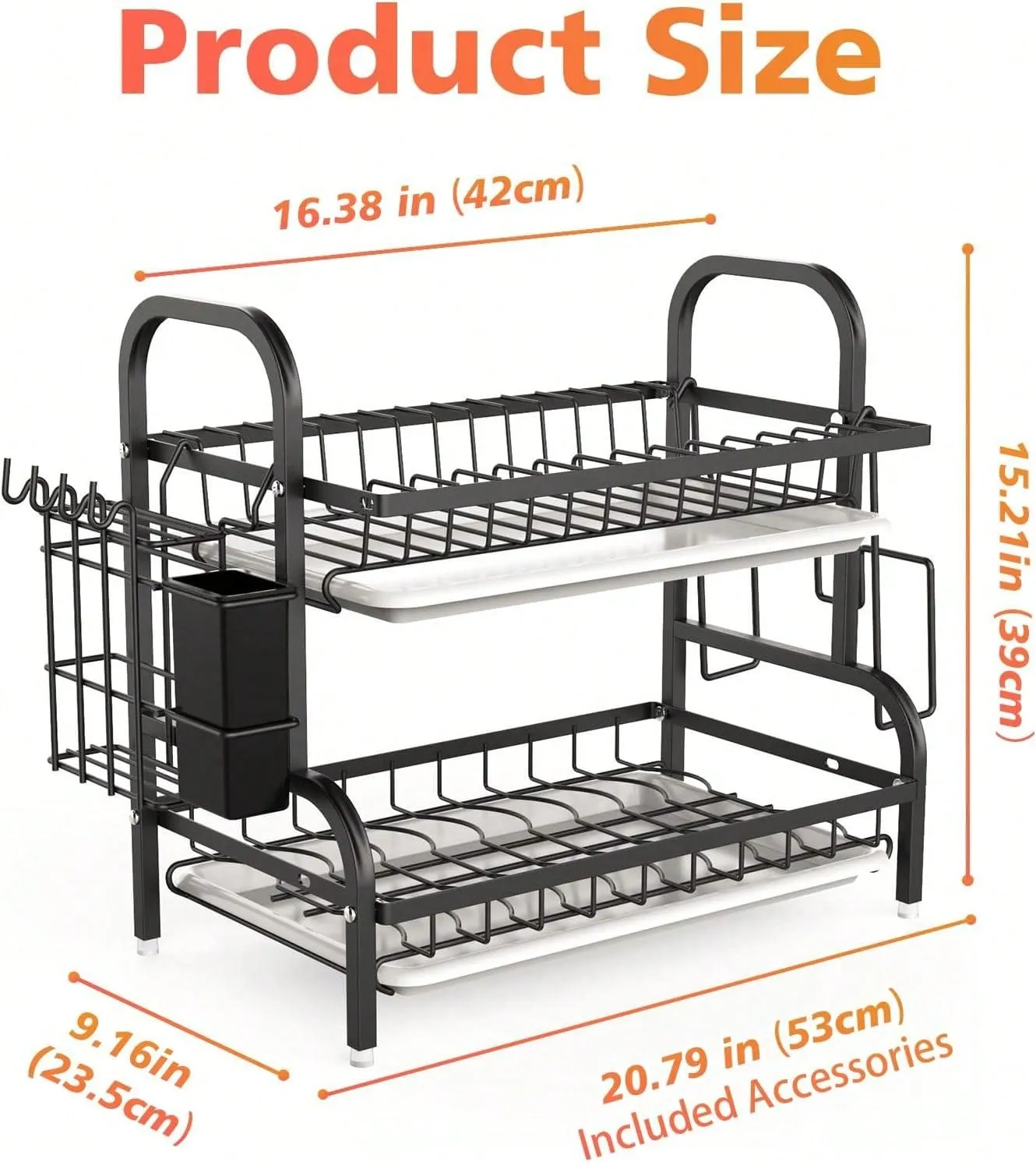 Dish Drying Rack, 2-Tier Dish Racks for Kitchen Counter