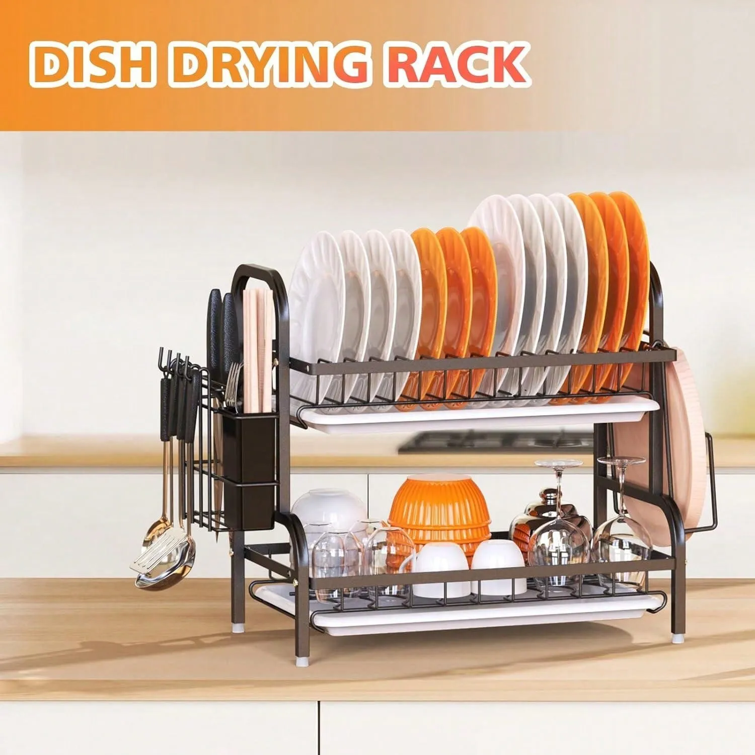 Dish Drying Rack, 2-Tier Dish Racks for Kitchen Counter