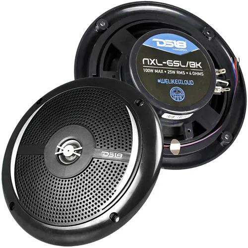 DS18 Hydro 6.5" Speakers 2 Way Marine Slim LED 100 Watts Max 4 Ohm NXL-6SL/BK