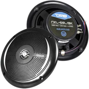 DS18 Hydro 6.5" Speakers 2 Way Marine Slim LED 100 Watts Max 4 Ohm NXL-6SL/BK