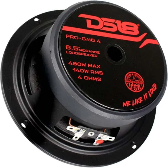 DS18 Speaker Pack High Wattage 6.5" Mids and 1" Tweeters Set 4 Ohm PRO-GM6.4PK2