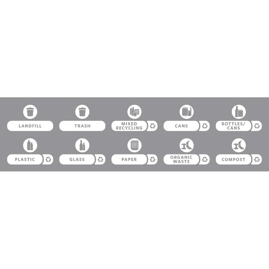 DY108 Rubbermaid Slim Jim Recycling Label Kit (Pack of 10 Sticker Sets)