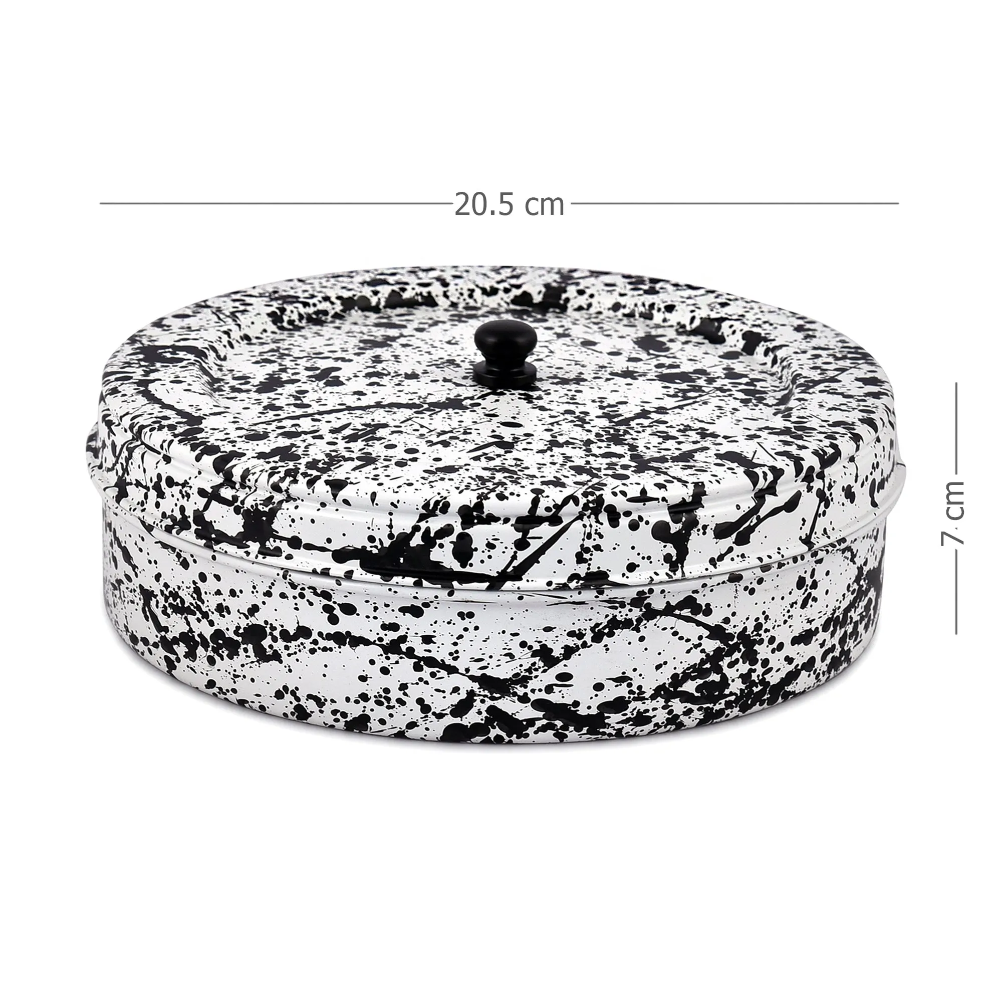 Elan Air-Tight Stainless Steel Food Storage Box, Roti Box, Splatter Collection (Casserole, Black & White, 1500 ml)