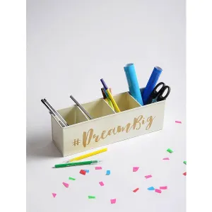Elan Dream Big Desk Organizer, Cosmetic Organizer, Gadget Organiser (4 Compartment, Off White)