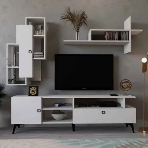 Elegant White TV Table with Shelves – Perfect for Light-Colored Interiors