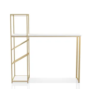 Emma Gloss-White on Gold Bar Table with 8-bottle Wine & Stemware Racks