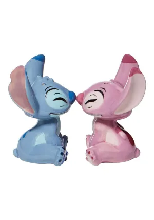 Enesco Disney Ceramics Stitch and Angel Salt and Pepper Shaker Set, 3.5 Inch, Multicolor