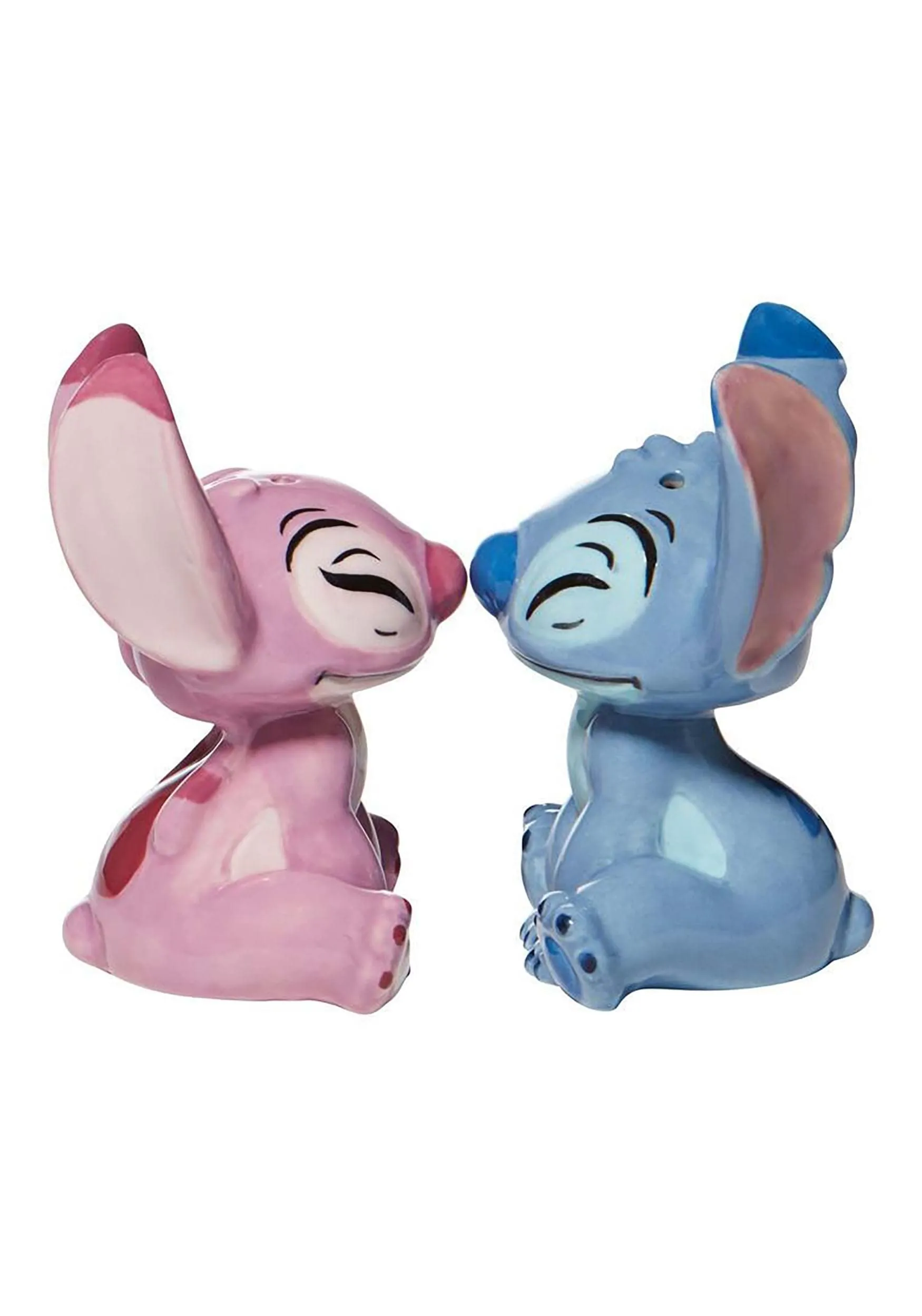 Enesco Disney Ceramics Stitch and Angel Salt and Pepper Shaker Set, 3.5 Inch, Multicolor