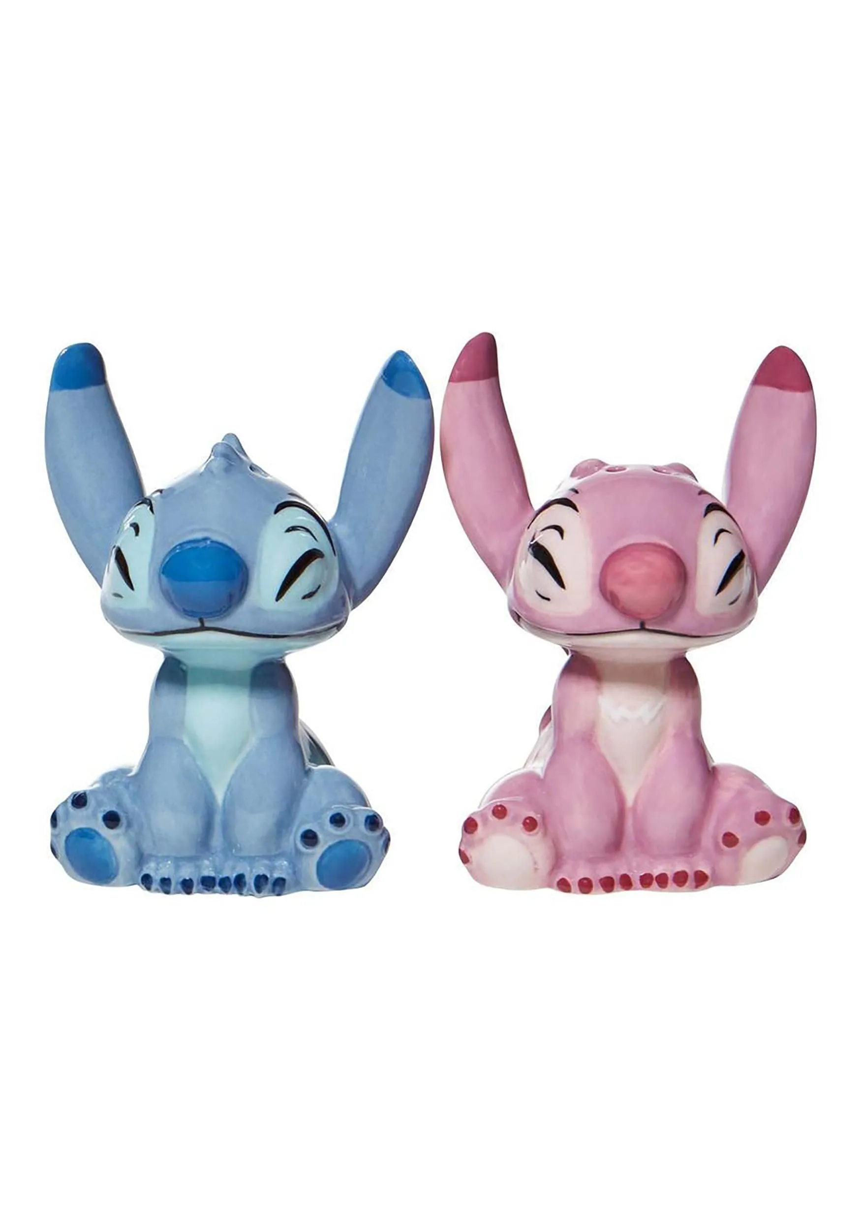 Enesco Disney Ceramics Stitch and Angel Salt and Pepper Shaker Set, 3.5 Inch, Multicolor