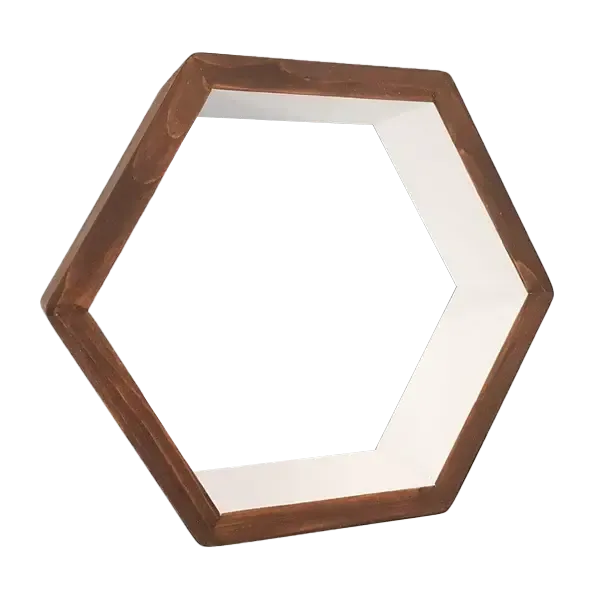 Floating Hexagon Shelf - Walnut & White