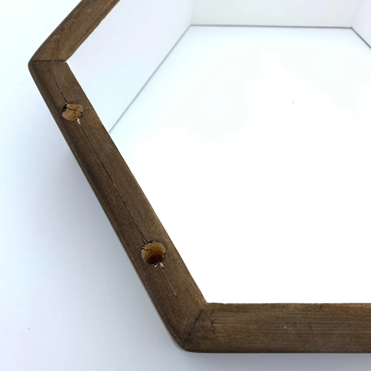 Floating Hexagon Shelf - Walnut & White
