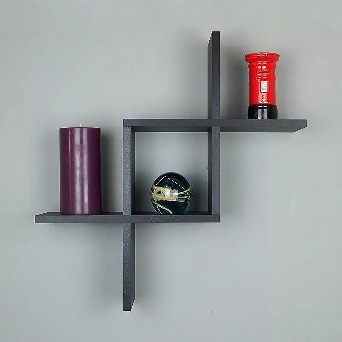 Floating Shelves Black Wall Mounted Cross Design