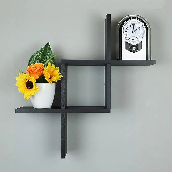 Floating Shelves Black Wall Mounted Cross Design