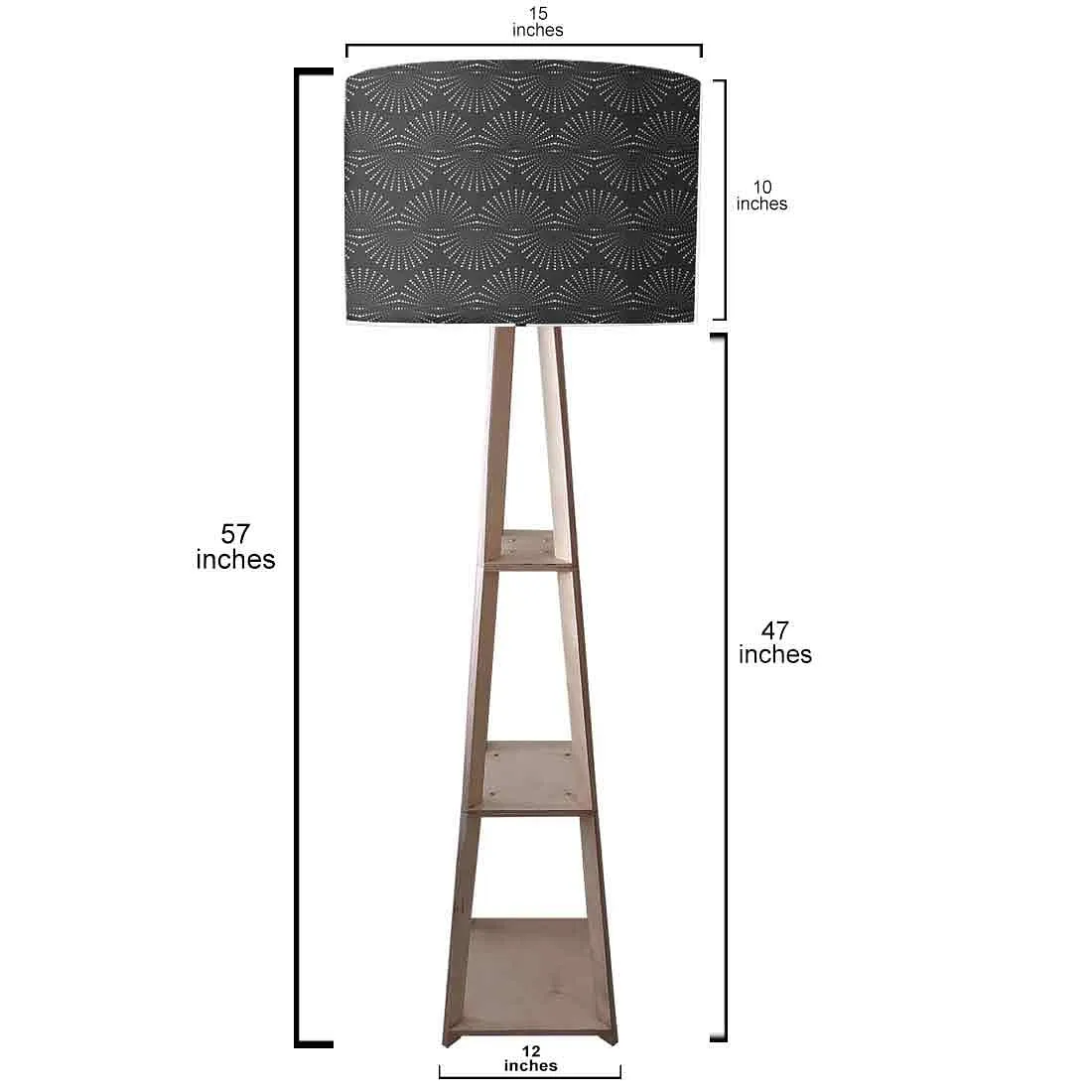Floor Lamp with Shelves  -   Black Retro Design