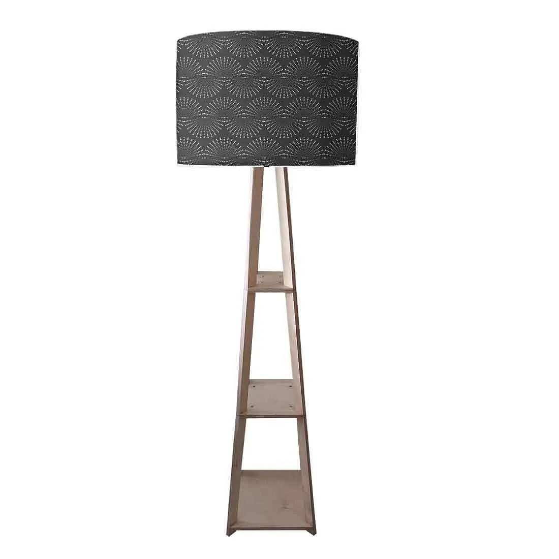 Floor Lamp with Shelves  -   Black Retro Design