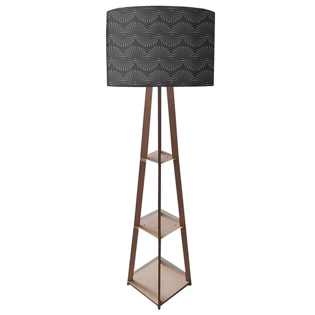 Floor Lamp with Shelves  -   Black Retro Design