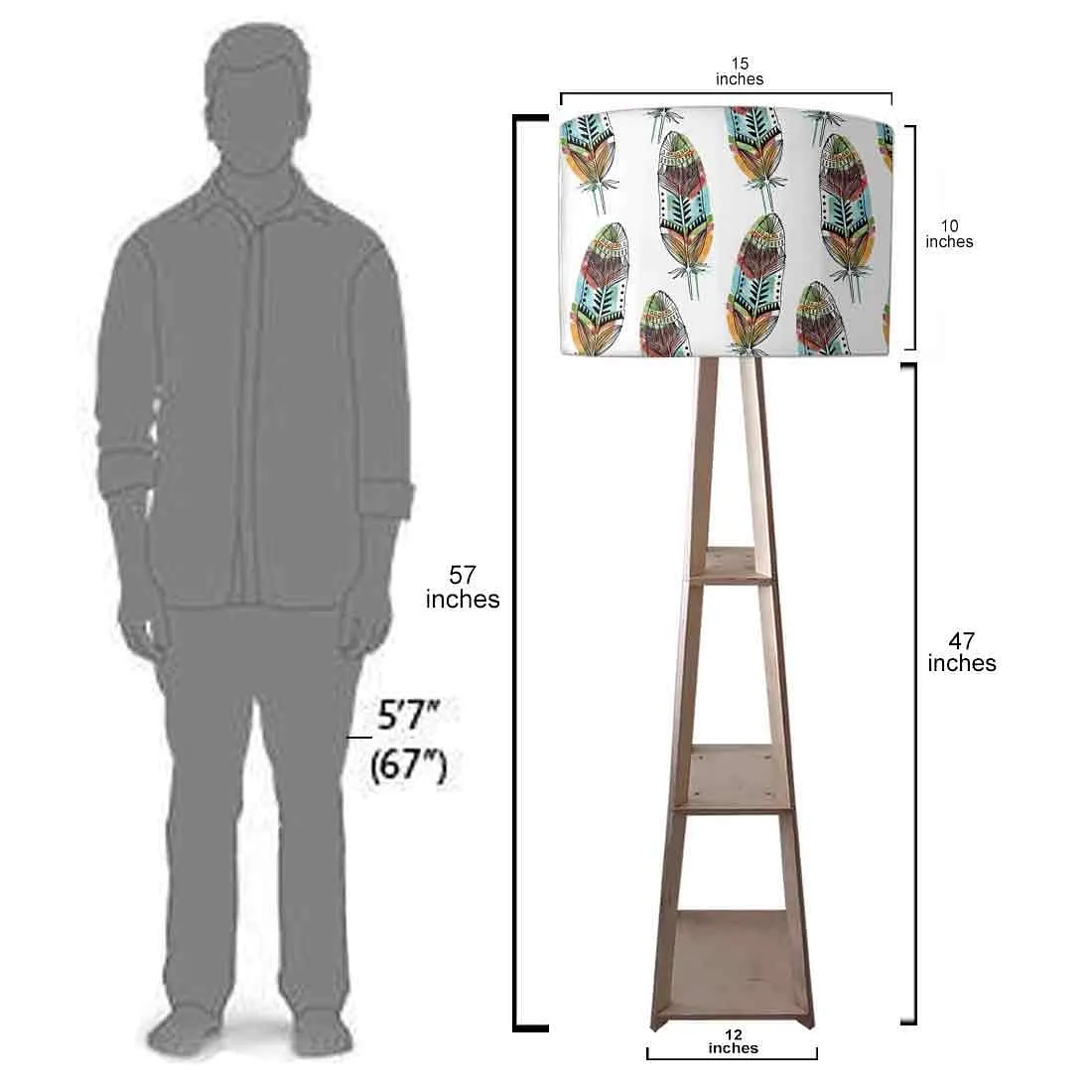 Floor Lamp with Shelves  -   Black Retro Design