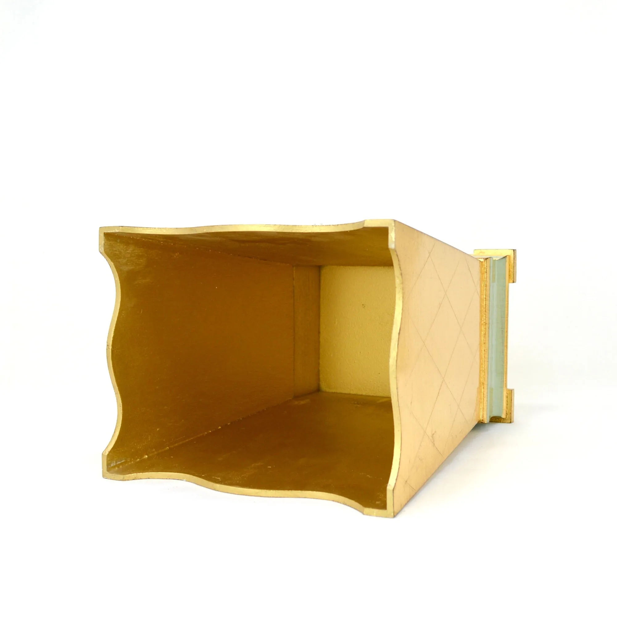 Florentine Carved Wood Waste Bin, Basil Green and Gold, Made in Italy