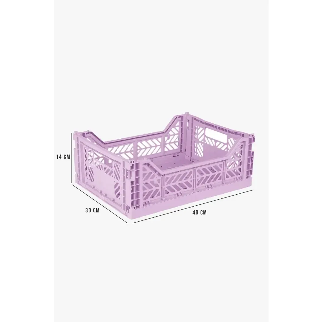 Foldable Storage Bins, Plastic Crate for Storage, Collapsible Crate, Utility Stackable Box Medium Orchid