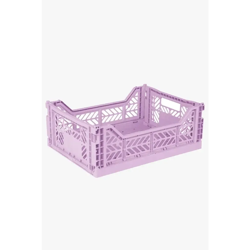 Foldable Storage Bins, Plastic Crate for Storage, Collapsible Crate, Utility Stackable Box Medium Orchid