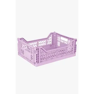 Foldable Storage Bins, Plastic Crate for Storage, Collapsible Crate, Utility Stackable Box Medium Orchid
