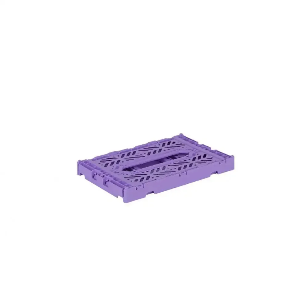 Foldable Storage Bins, Plastic Crate for Storage, Collapsible Crate, Utility Stackable Box Small Taro Milk Tea