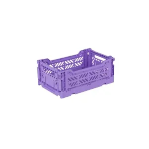 Foldable Storage Bins, Plastic Crate for Storage, Collapsible Crate, Utility Stackable Box Small Taro Milk Tea