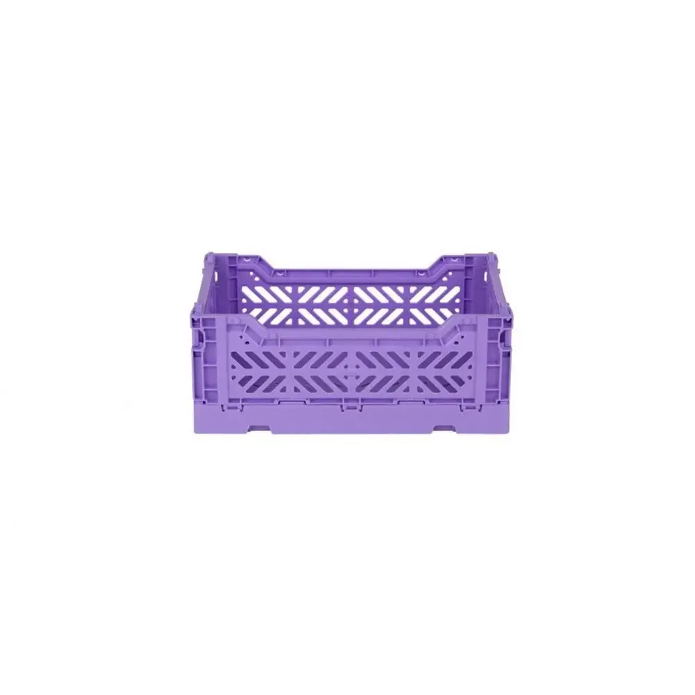 Foldable Storage Bins, Plastic Crate for Storage, Collapsible Crate, Utility Stackable Box Small Taro Milk Tea