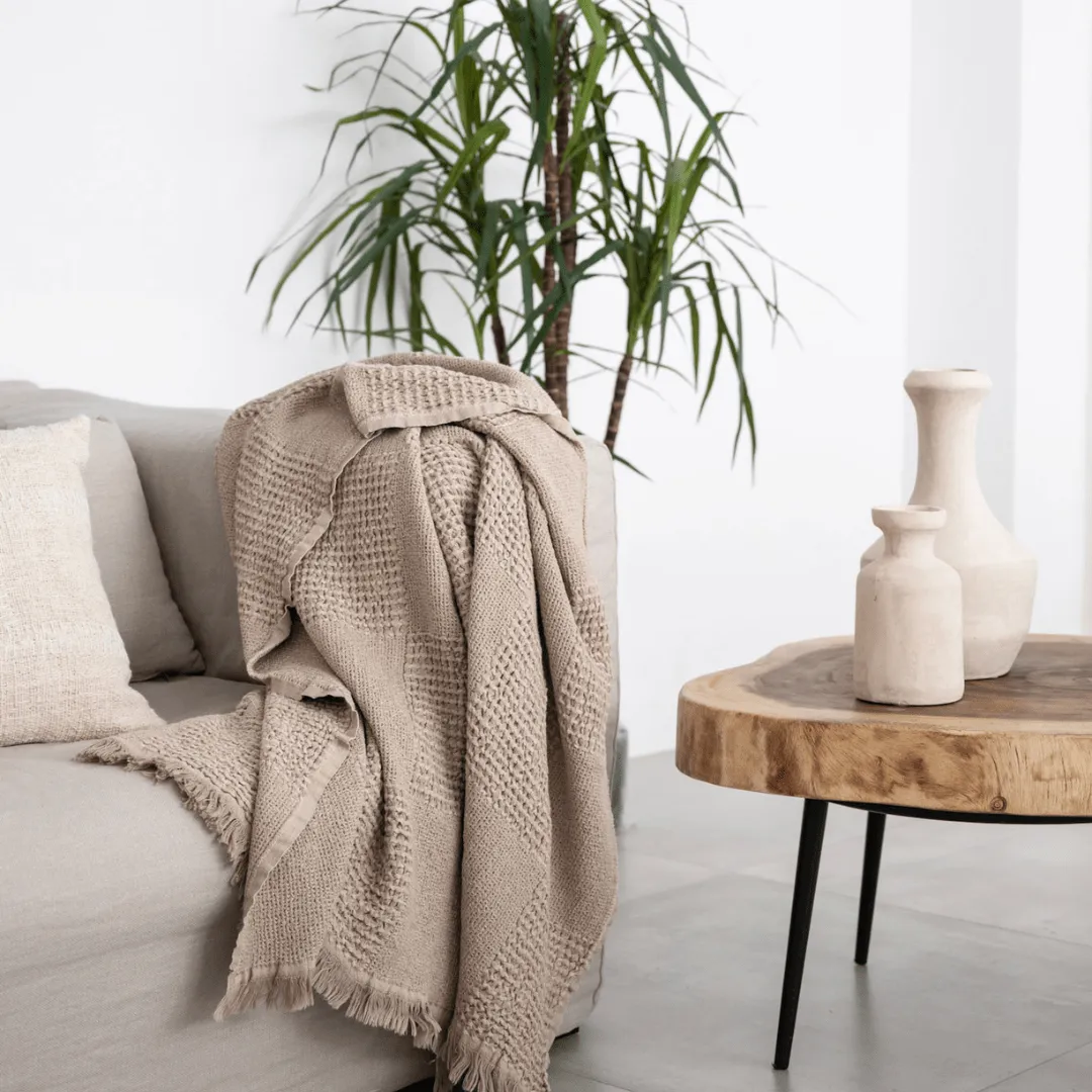 Fouta Waffle Throw | Beige 125x185cm