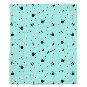 Frenchie Blanket |  French Bulldogs and stars on Aqua