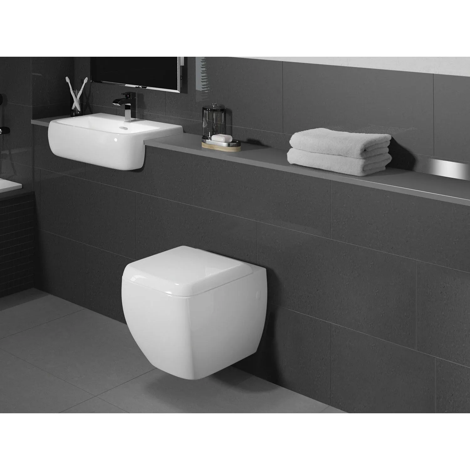 Frontline White Metro 520mm Semi-Recessed Basin - 1 Tap hole
