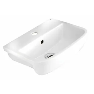 Frontline White Metro 520mm Semi-Recessed Basin - 1 Tap hole