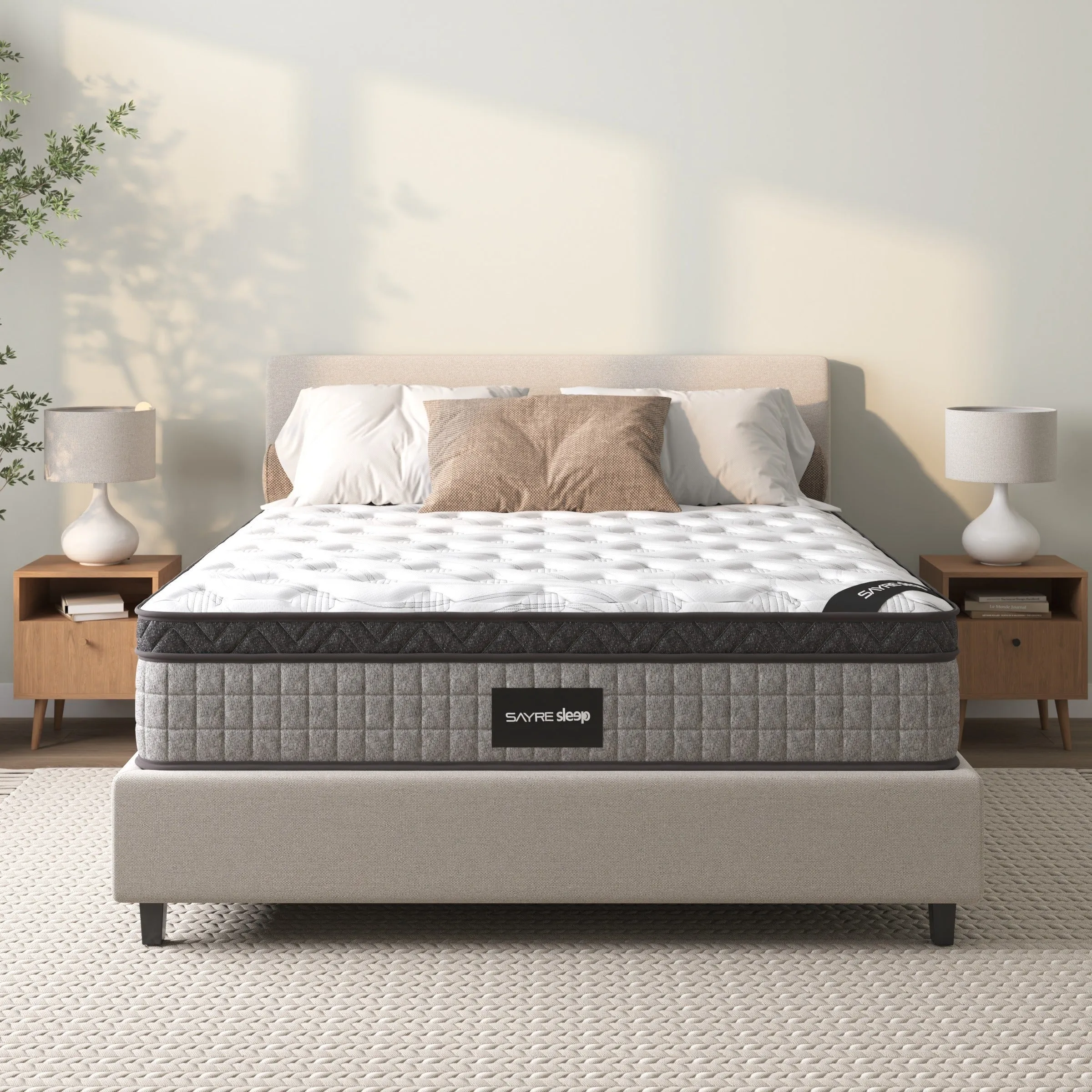 Full Mattress, 12" Diamond Hybrid Innerspring and Cool Gel Memory Foam, Medium