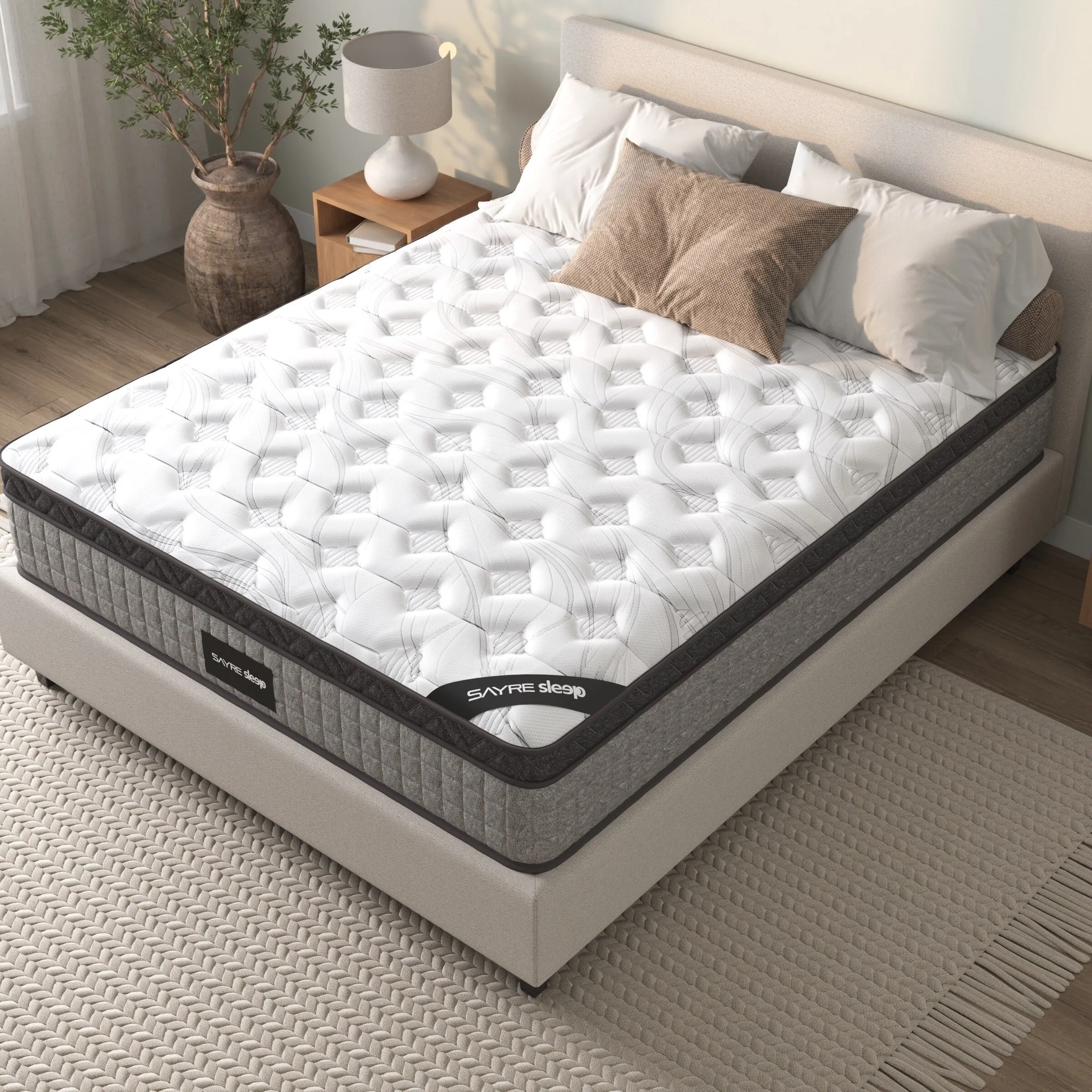 Full Mattress, 12" Diamond Hybrid Innerspring and Cool Gel Memory Foam, Medium
